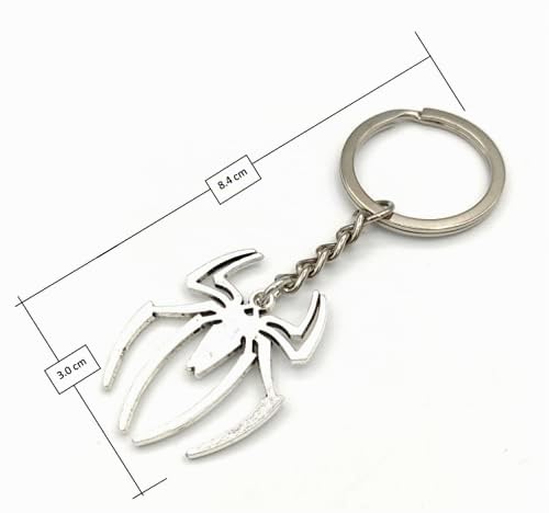 Promotech Superheld Spinne Schlüsselanhänger – Silberner Metall-Schlüsselring im Spider Design – Robustes Fan-Accessoire für Kinder & Erwachsene