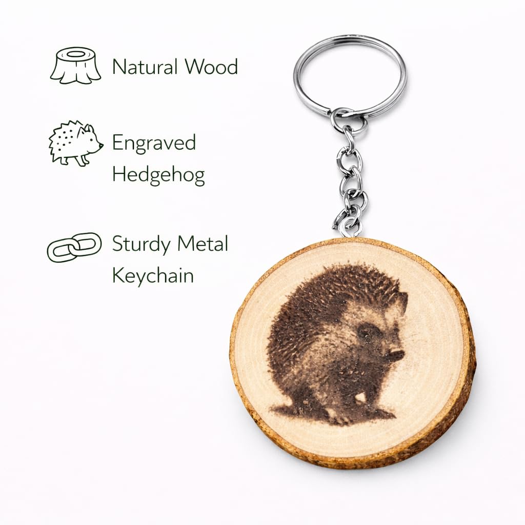 Niedlicher Igel Lasergravierter Holz Schlüsselanhänger