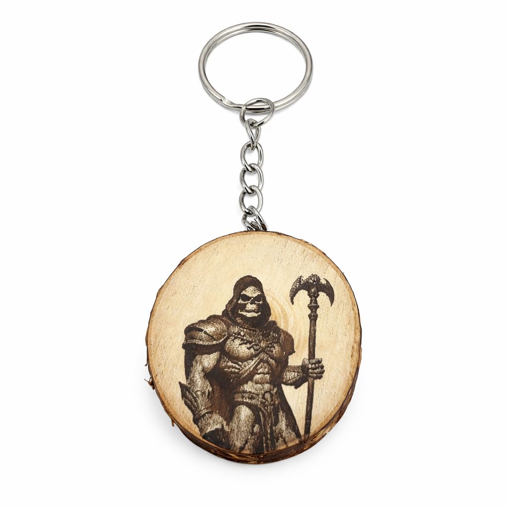 Promotech Skeletor Meister des Universums Handgefertigter Lasergravierter Einzelstück Schlüsselanhänger aus Holz