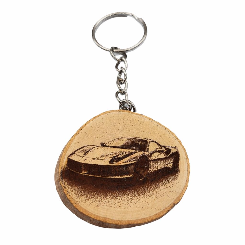 Supercar Lasergravierter Holz Schlüsselanhänger