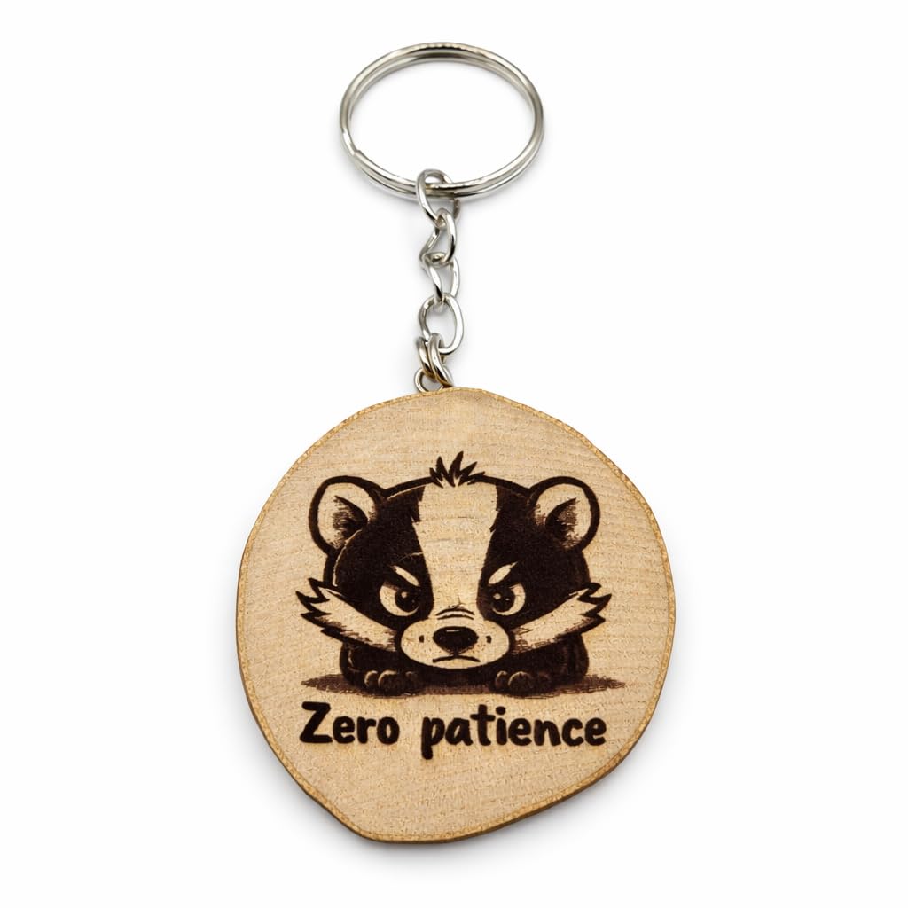 Holz Schlüsselanhaenger Zero Patience Dachs