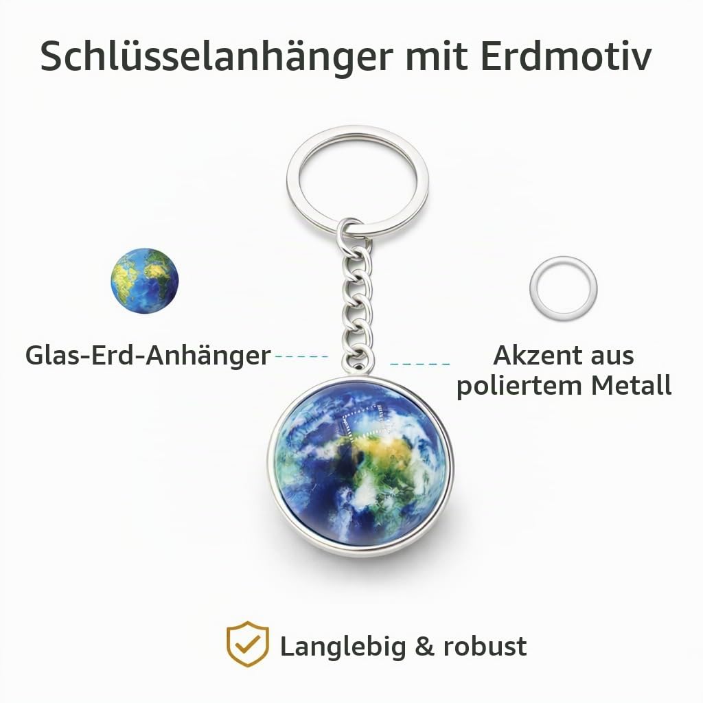 Leuchtender Mond/Erde für Jungs Mädchen Erwachsene Leuchtet im Dunkeln Schlüsselanhänger