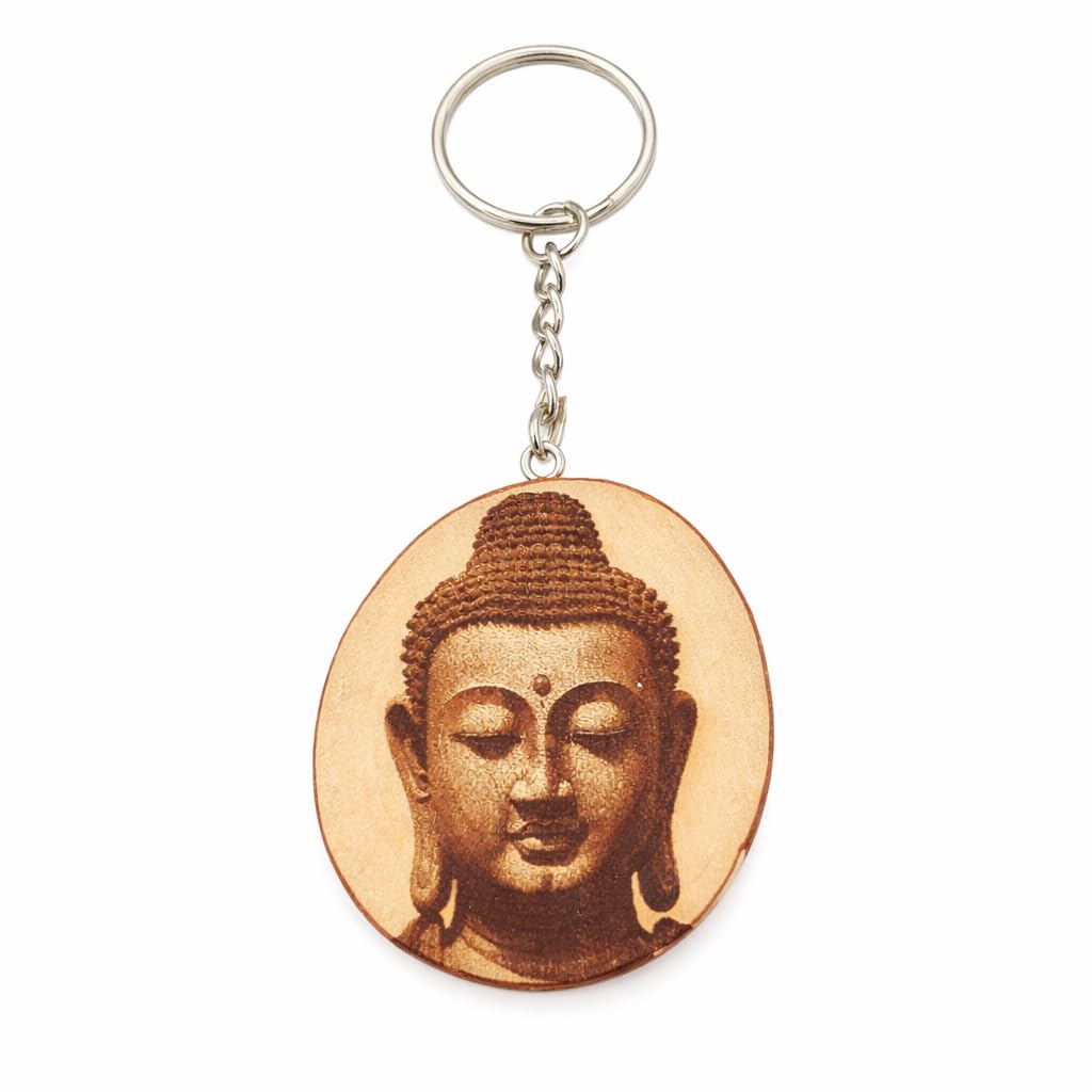 Buddha Lasergravierter Holz Schlüsselanhänger