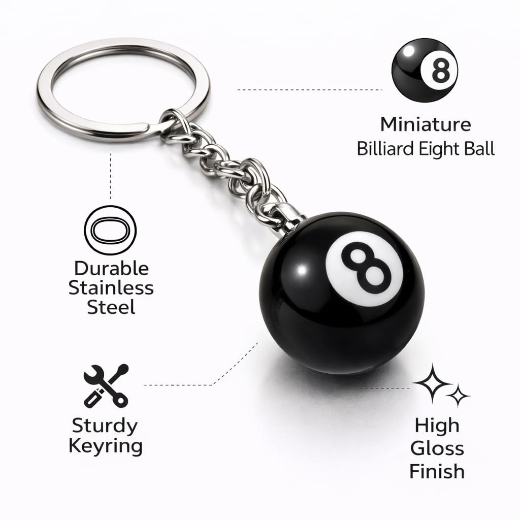 Promotech 8-Ball Schlüsselanhänger Billard Resin-Kugel