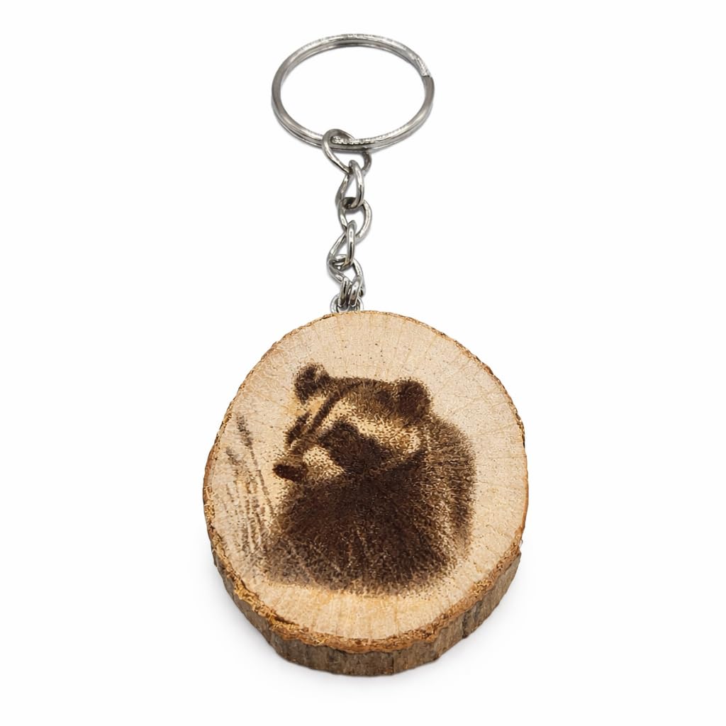 Promotech Der Dachs Schlüsselanhänger – Handgefertigter, Laser-gravierter Holz-Schlüsselring – Einzigartiges Einzelstück mit Dachs-Motiv