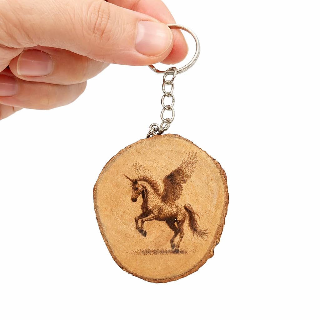 Pegasus Lasergravierter Holz Schlüsselanhänger