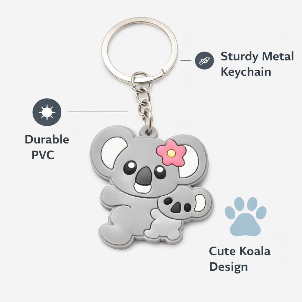 Liebenswerter Koala-Mama und Baby Eine Umarmung in Miniaturform für Mädchen Gummi Schlüsselanhänger