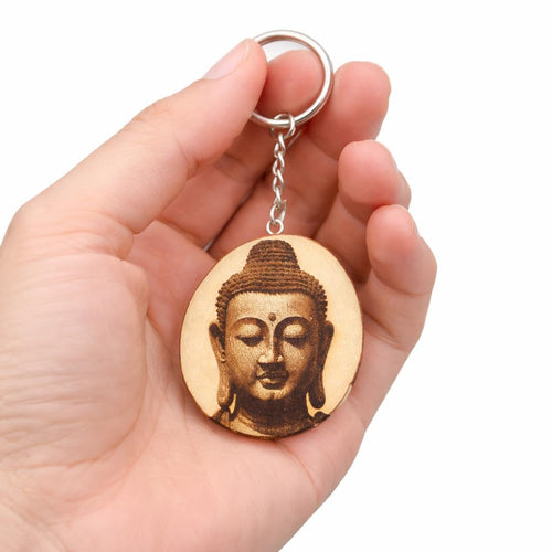 Buddha Lasergravierter Holz Schlüsselanhänger