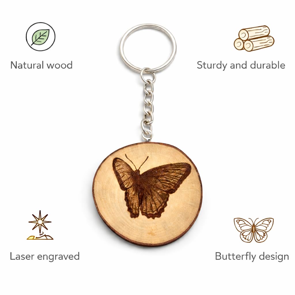 Schmetterling Holz Schlüsselanhänger