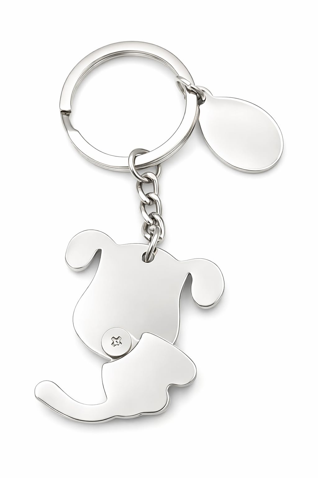 Promotech Hochwertiger Metall-Chrom Schlüsselanhänger - Lächelnder Welpen-Design Happy Dog - für Hundefreunde und Tierliebhaber