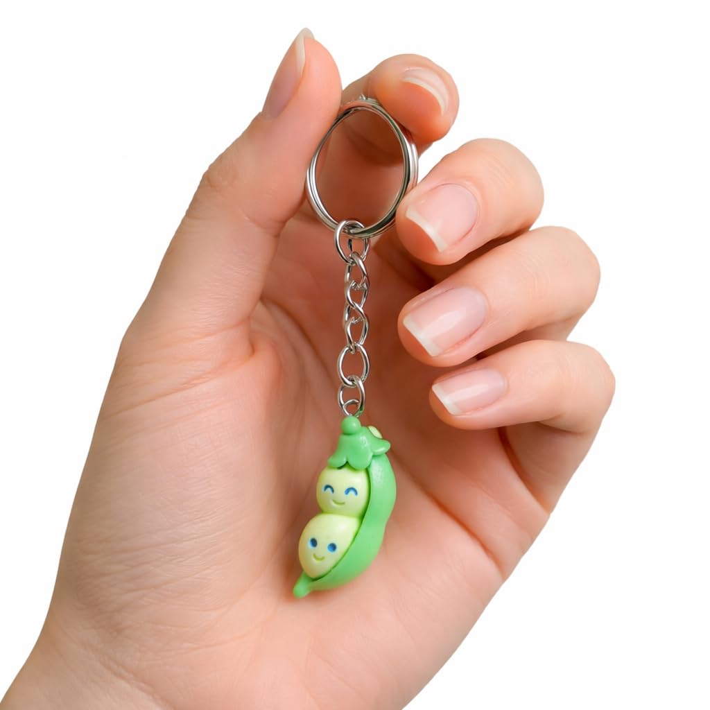 Mini lustige Erbsenschote Edelstahl Schlüsselanhänger