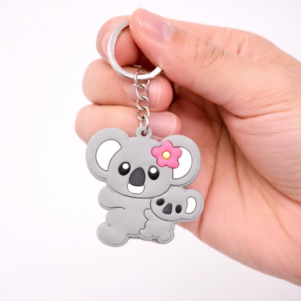 Liebenswerter Koala-Mama und Baby Eine Umarmung in Miniaturform für Mädchen Gummi Schlüsselanhänger
