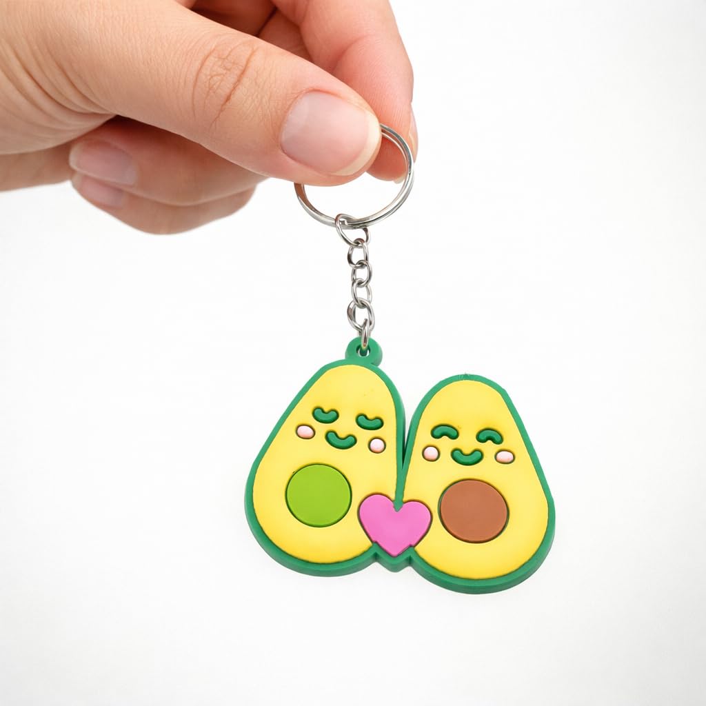 Liebespaar Avocado Verbunden durch Fruchtige Zuneigung Gummi Schlüsselanhänger