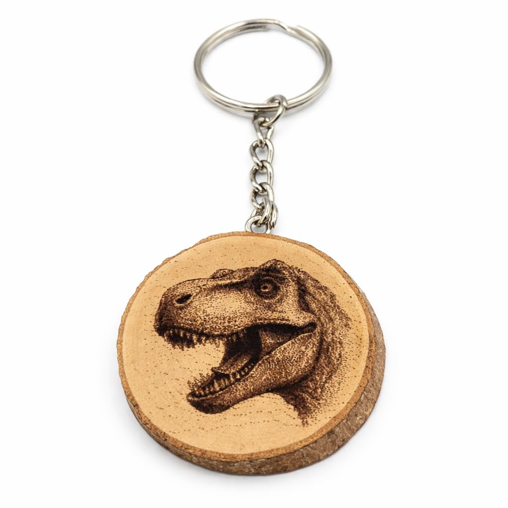 Dinosaurier T-Rex Lasergravierter Holz Schlüsselanhänger