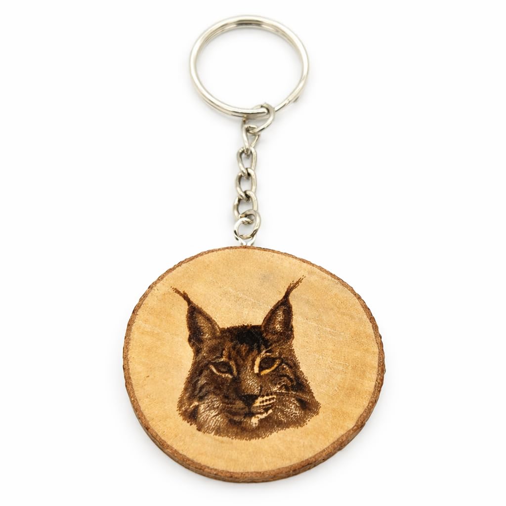 Luchs Holz Schlüsselanhänger