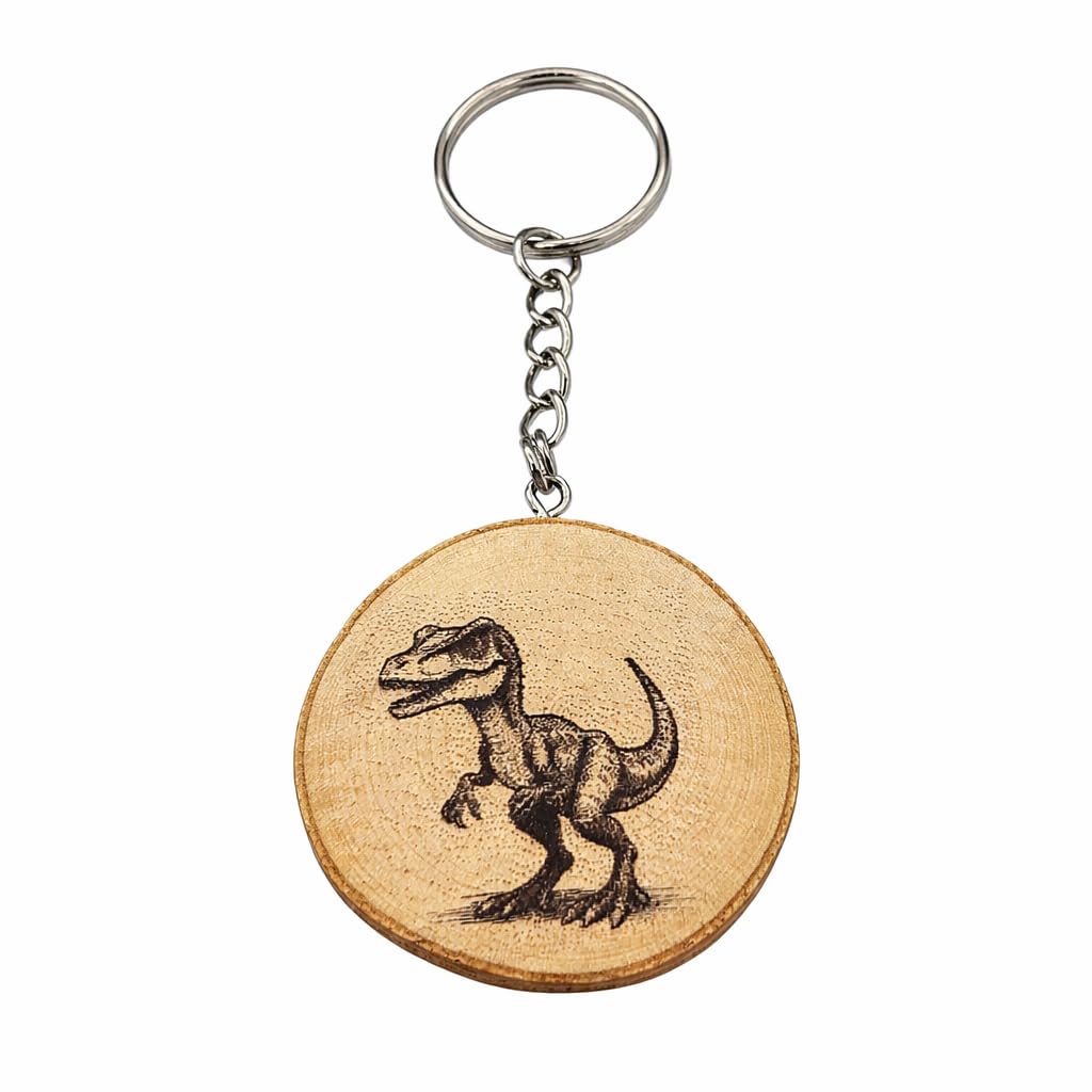 Dinosaurier für Kinder Lasergravierter Holz Schlüsselanhänger