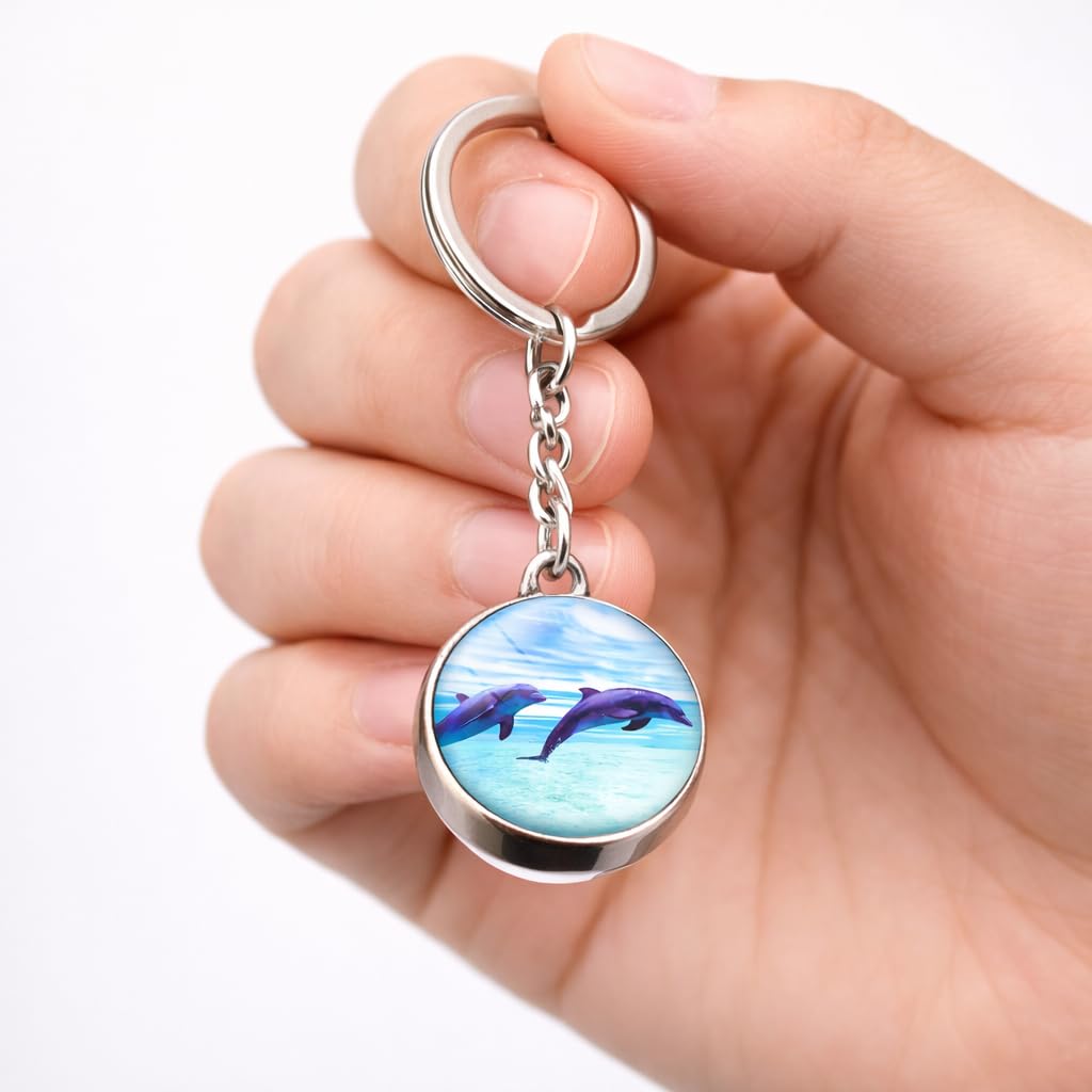 Glas Dome Delfin Ozean Design Schlüsselanhänger