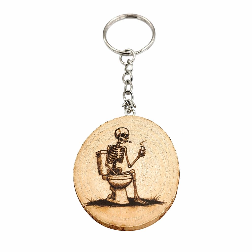 Cool Skeleton Lasergravierter Holz Schlüsselanhänger