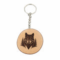 Wolf im geometrischen Design Lasergravierter Holz Schlüsselanhänger