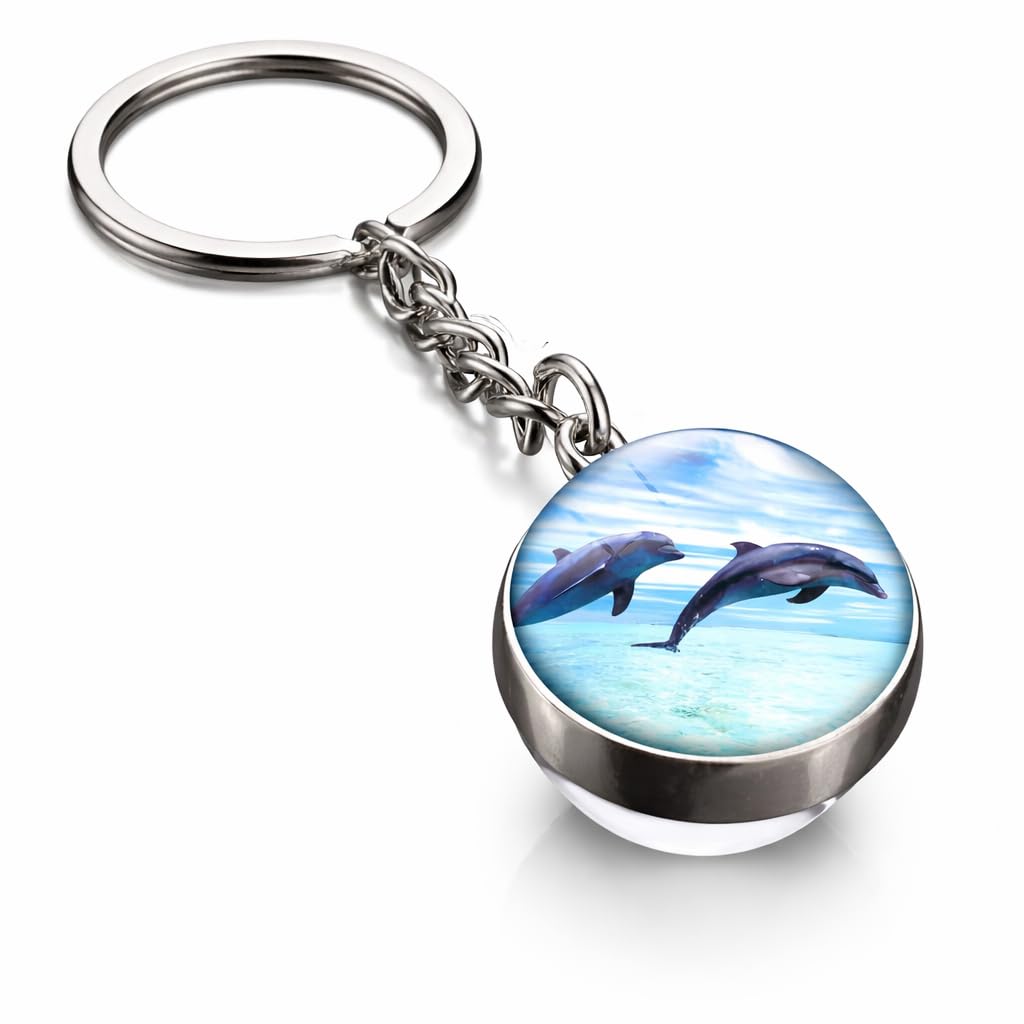 Glas Dome Delfin Ozean Design Schlüsselanhänger