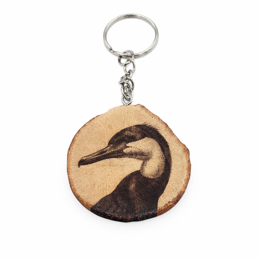 Kormoran Lasergravierter Holz Schlüsselanhänger