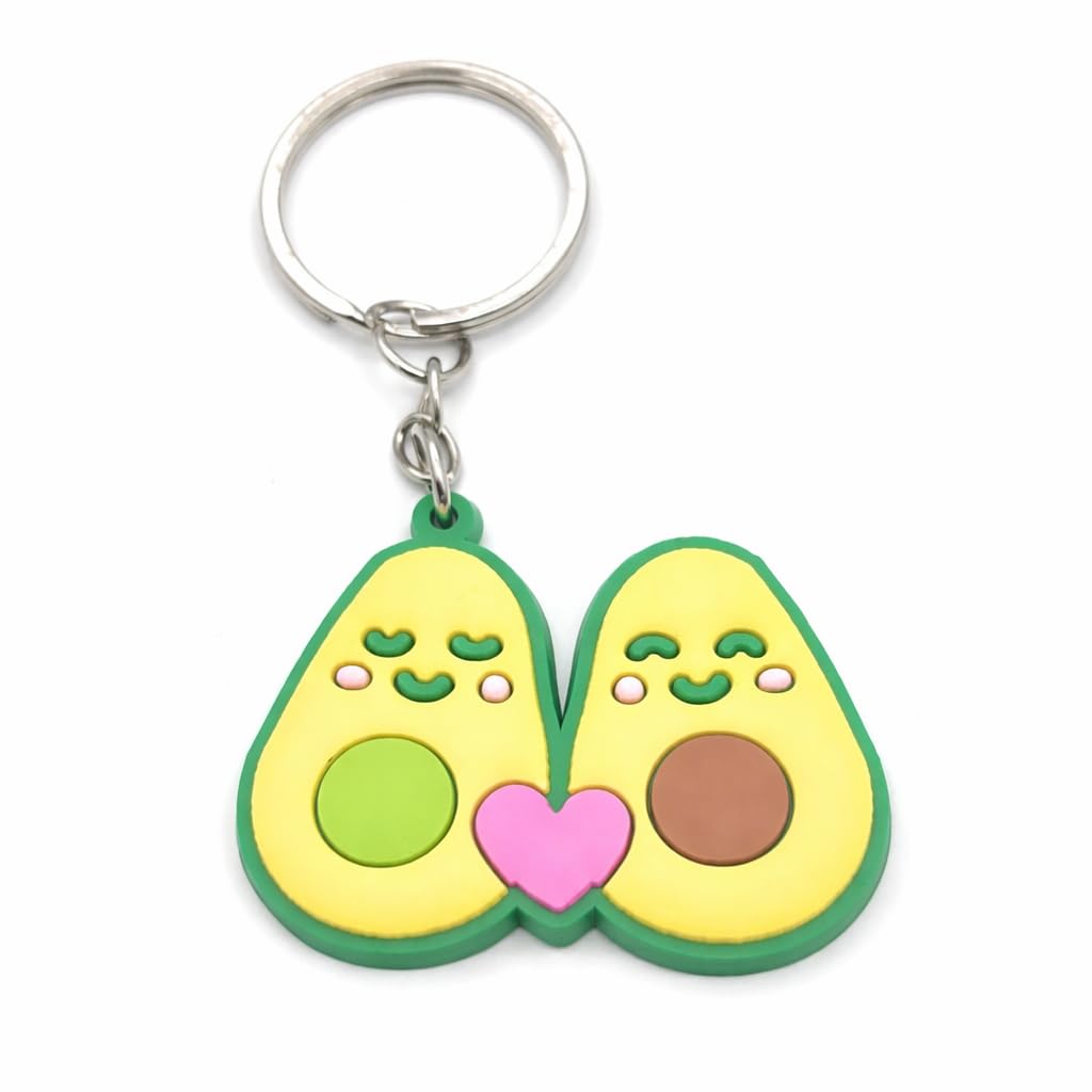 Liebespaar Avocado Verbunden durch Fruchtige Zuneigung Gummi Schlüsselanhänger