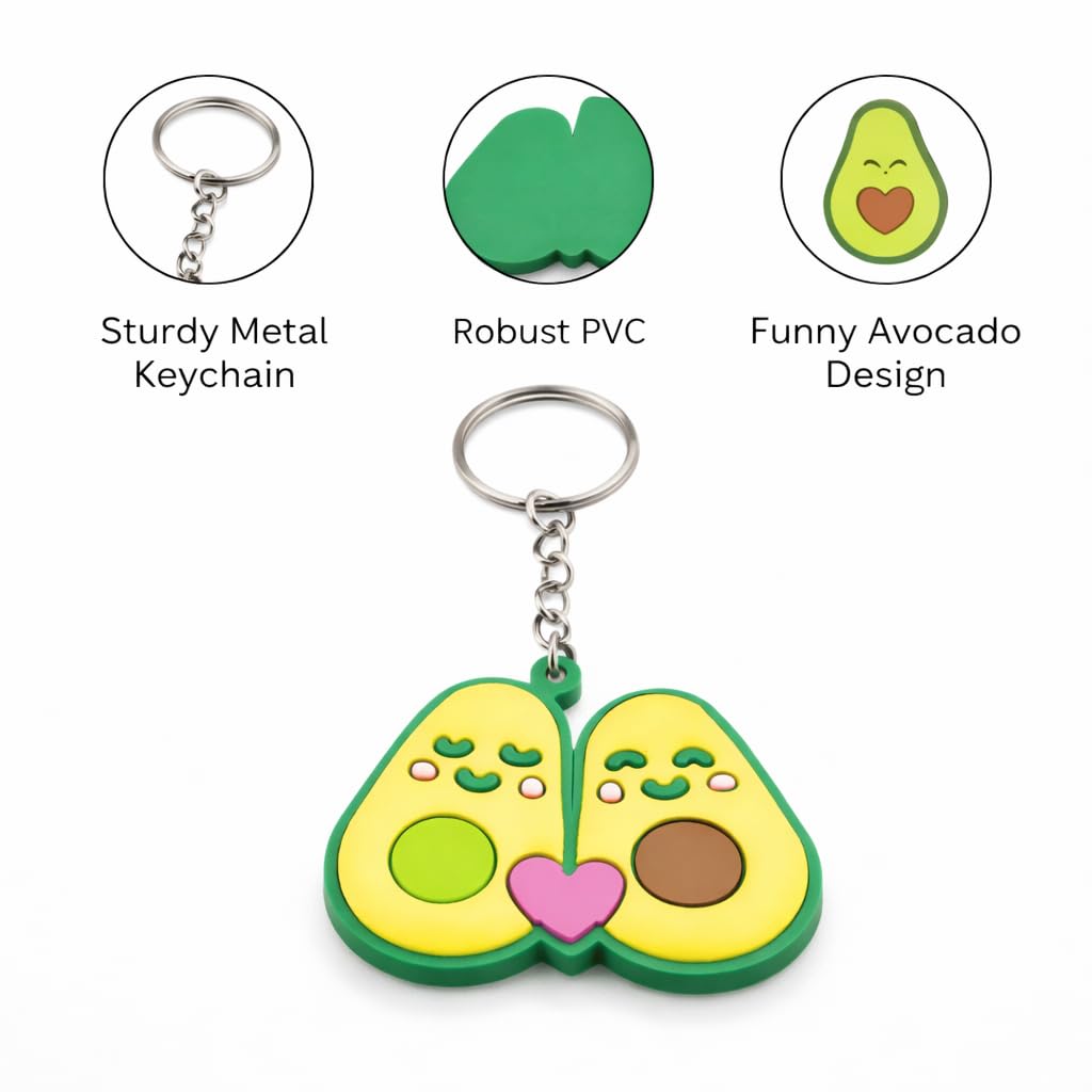 Liebespaar Avocado Verbunden durch Fruchtige Zuneigung Gummi Schlüsselanhänger
