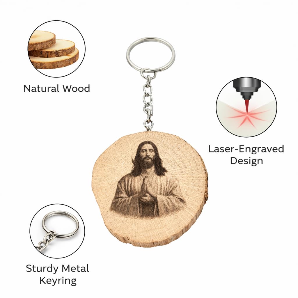 Jesus Christus Lasergravierter Holz Schlüsselanhänger