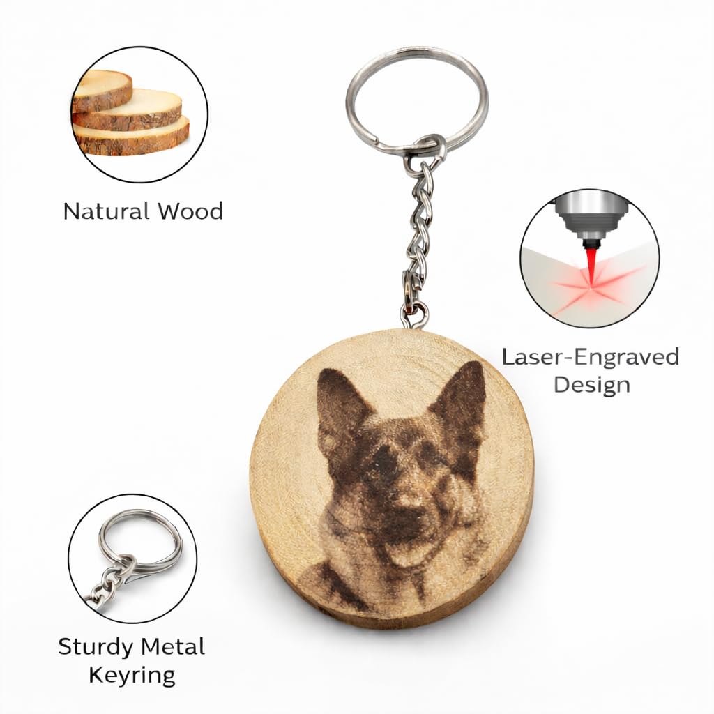 Schäferhund Lasergravierter Holz Schlüsselanhänger