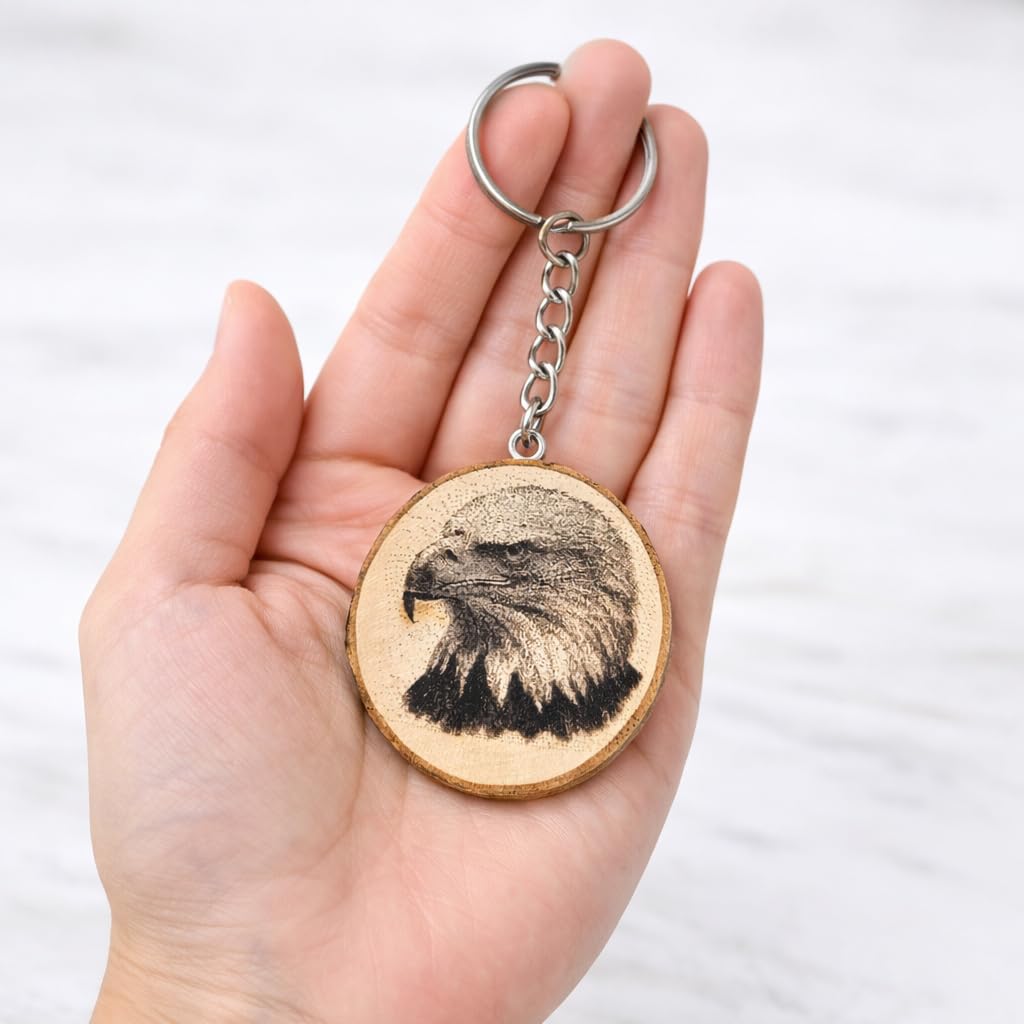 Weißkopfseeadler Lasergravierter Holz Schlüsselanhänger