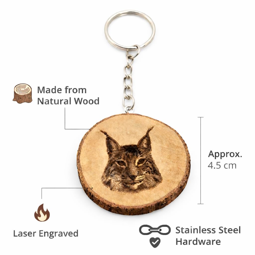 Luchs Holz Schlüsselanhänger