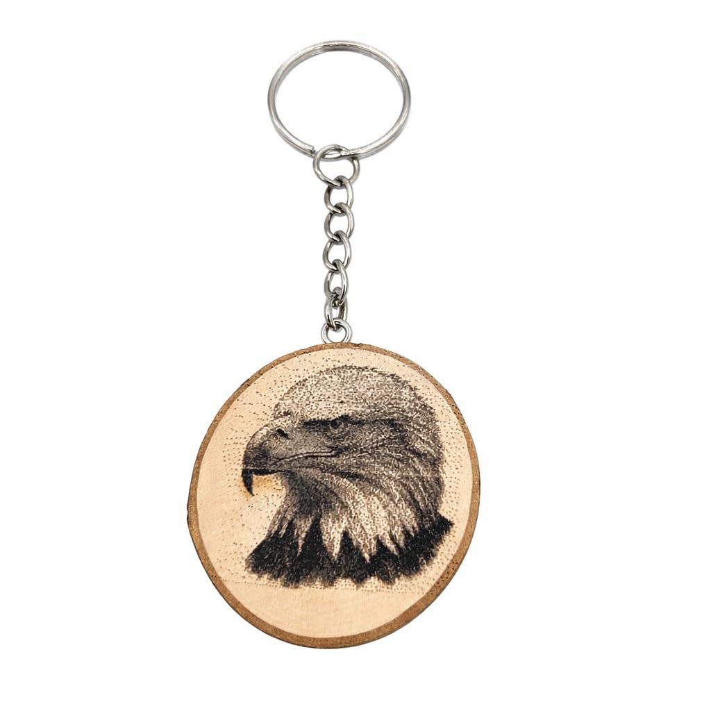 Weißkopfseeadler Lasergravierter Holz Schlüsselanhänger
