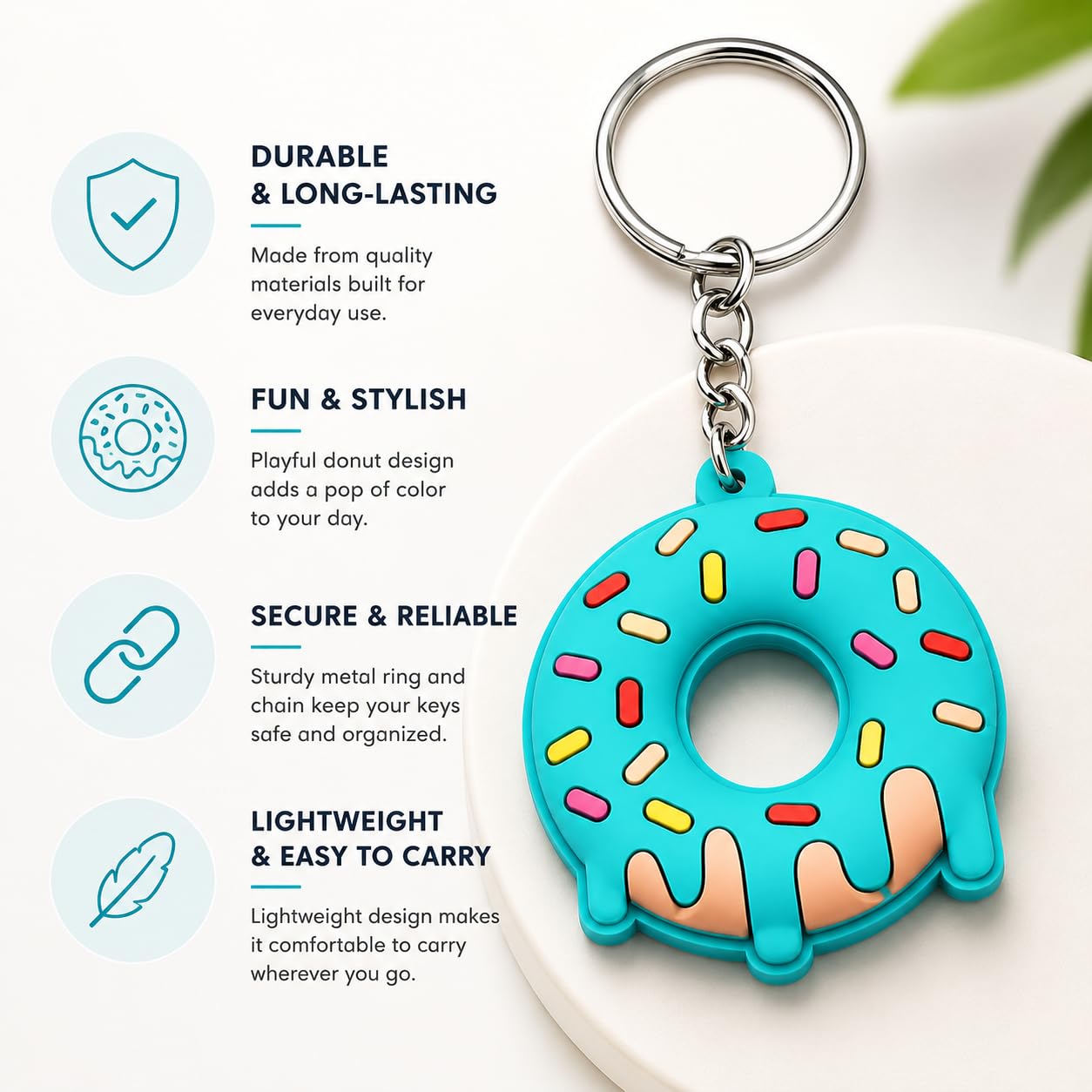 Witziger Doughnut Das perfekte Geschenk für Naschkatzen jeden Alters │Geschenk│Erwachsene│Kinder Gummi Schlüsselanhänger
