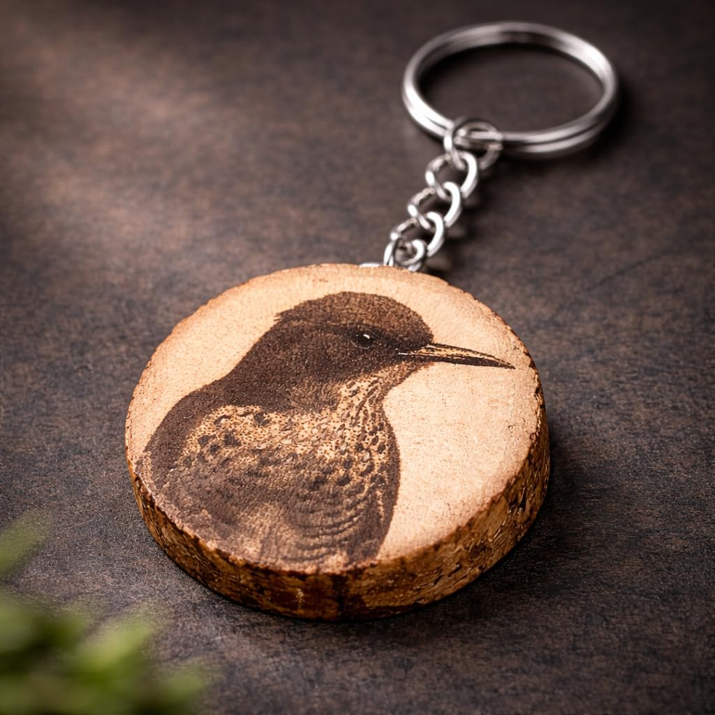 Drossel Lasergravierter Holz Schlüsselanhänger