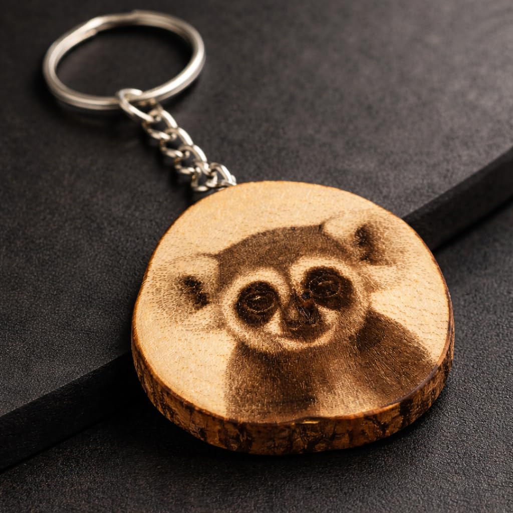Loris Tier Primat Laser Engraved Wooden Keychain