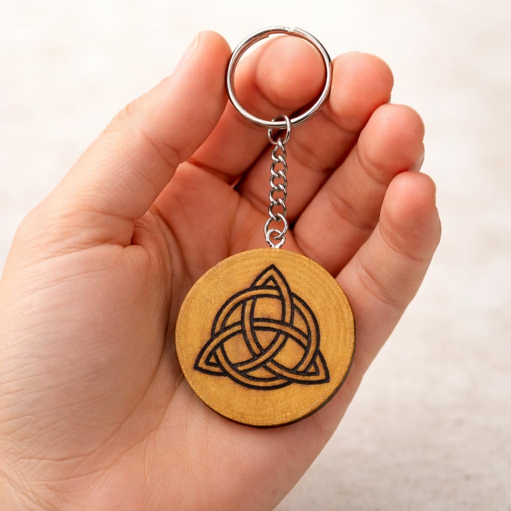 Promotech Celtic Dream Handgefertigter Lasergravierter Einzelstück Schlüsselanhänger aus Holz