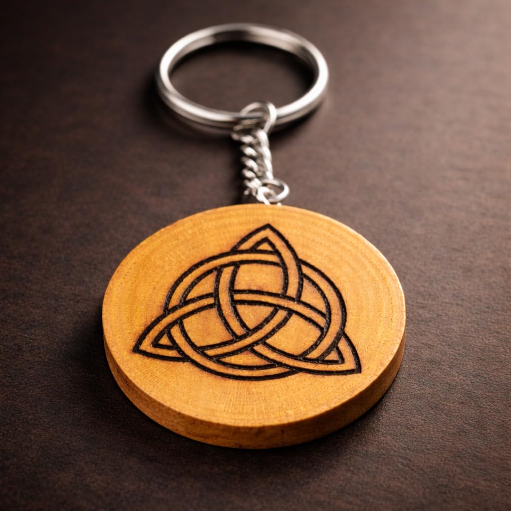 Promotech Celtic Dream Handgefertigter Lasergravierter Einzelstück Schlüsselanhänger aus Holz
