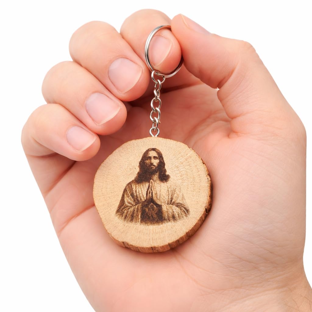 Jesus Christus Lasergravierter Holz Schlüsselanhänger