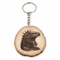 Promotech Godzilla Holz Schlüsselanhänger – Handgefertigt, Lasergraviert, Einzigartiges Design, Geschenkidee für Filmfans, Naturholz Anhänger für Schlüssel, Tasche & Rucksack