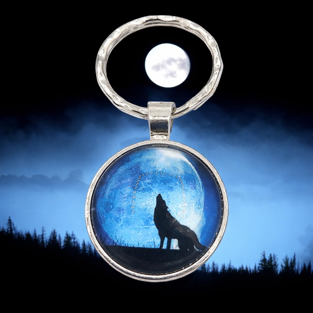 Heulender Wolf Harz Schlüsselanhänger