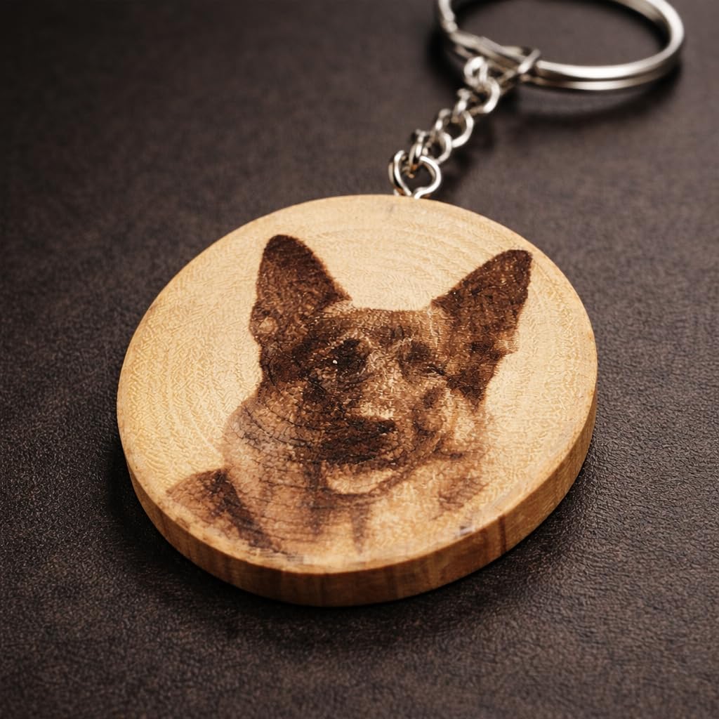 Schäferhund Lasergravierter Holz Schlüsselanhänger