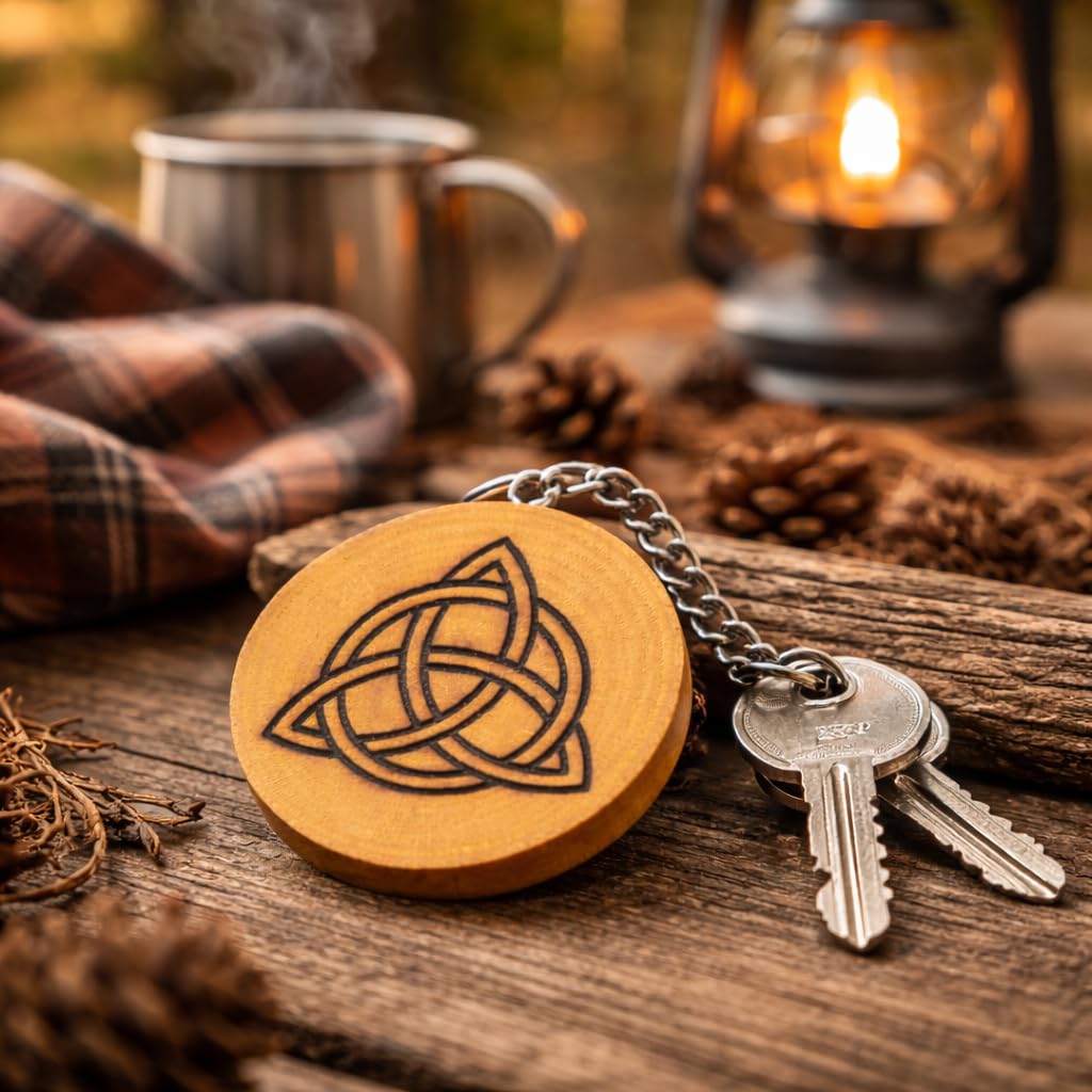Promotech Celtic Dream Handgefertigter Lasergravierter Einzelstück Schlüsselanhänger aus Holz