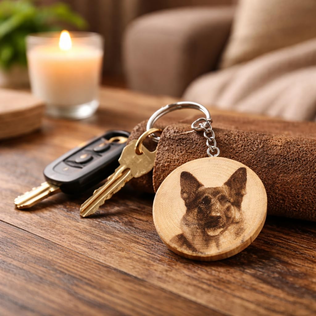 Schäferhund Lasergravierter Holz Schlüsselanhänger