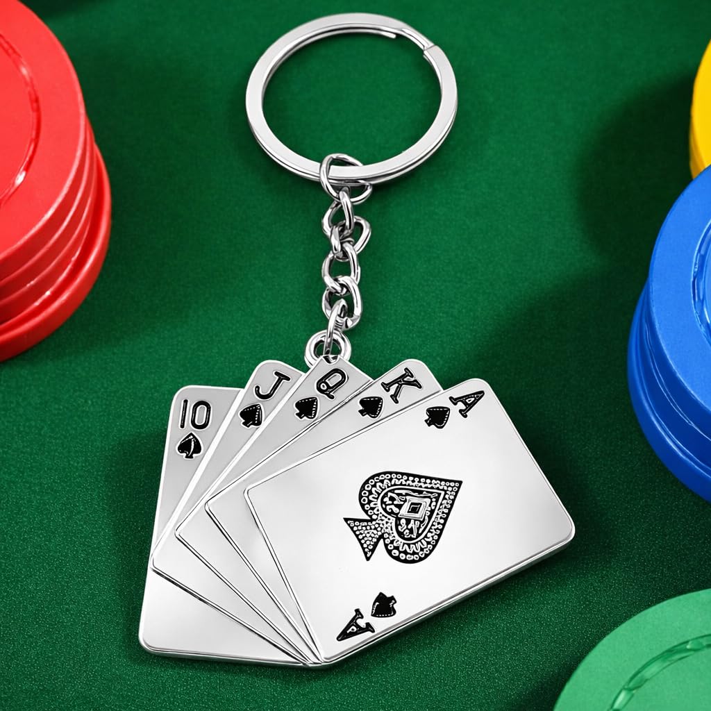 Pokerkarten-Design robustem Metall Schlüsselanhänger
