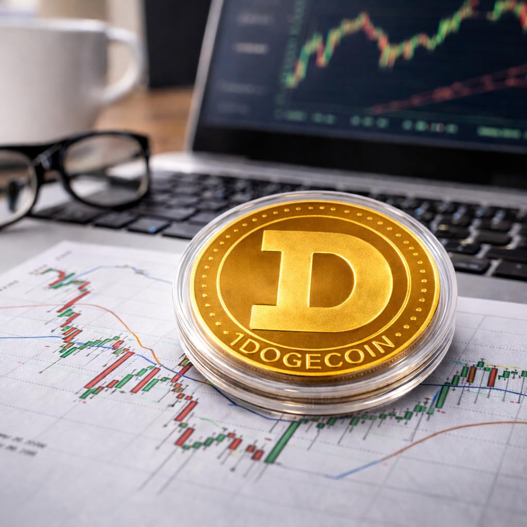24-Karat vergoldete 45 mm Durchmesser Dogecoin MEMECOIN Münze Sammlerstück in Münzkapsel für jeden Kryptowährung BTC Fan