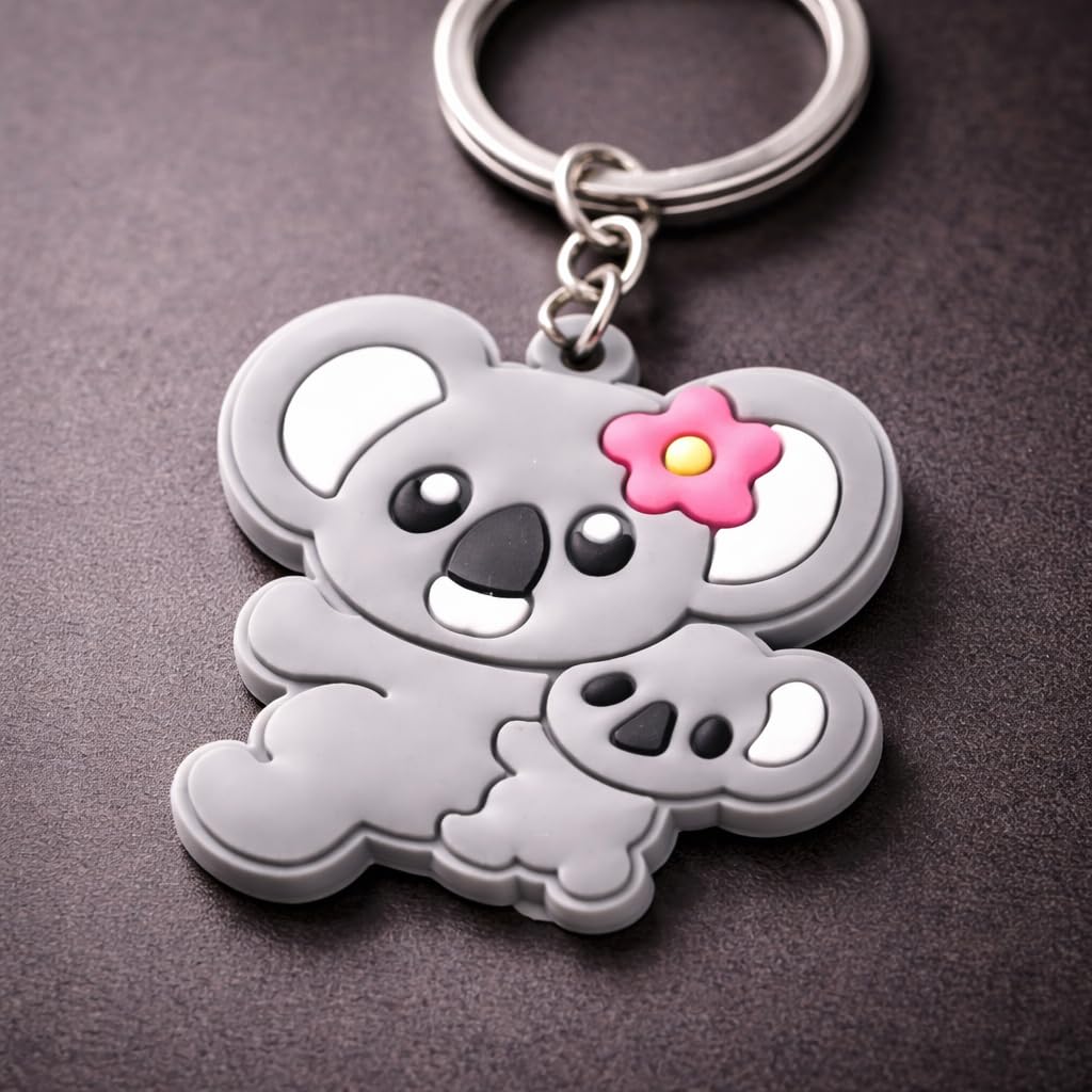 Liebenswerter Koala-Mama und Baby Eine Umarmung in Miniaturform für Mädchen Gummi Schlüsselanhänger