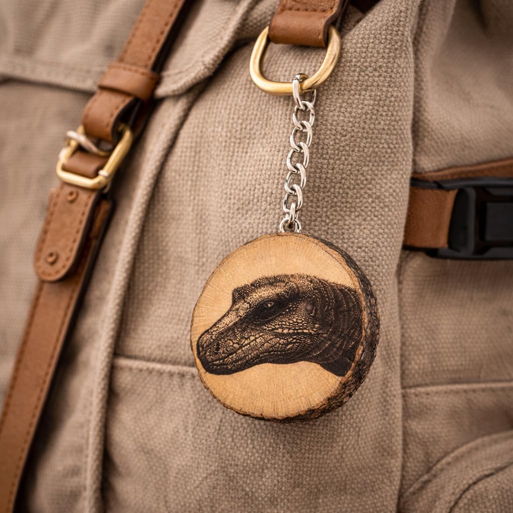 Komodowaran Lasergravierter Holz Schlüsselanhänger