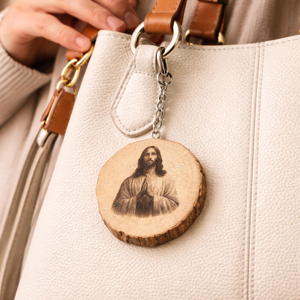 Jesus Christus Lasergravierter Holz Schlüsselanhänger