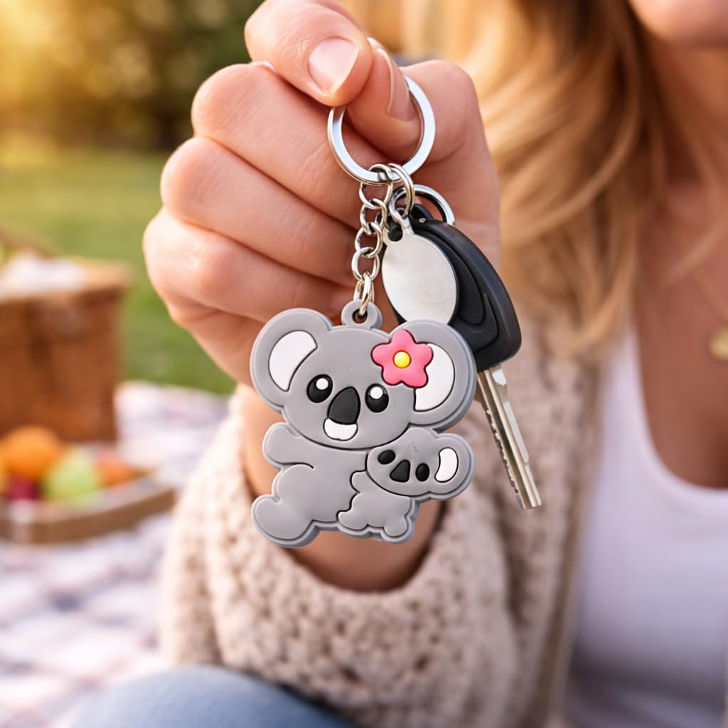 Liebenswerter Koala-Mama und Baby Eine Umarmung in Miniaturform für Mädchen Gummi Schlüsselanhänger
