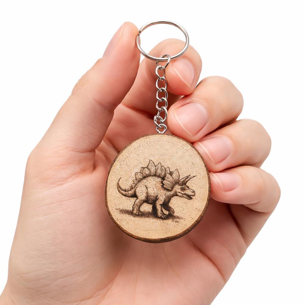 Dinosaurier Stegosaurus für alle Dino-Fans Lasergravierter Holz Schlüsselanhänger